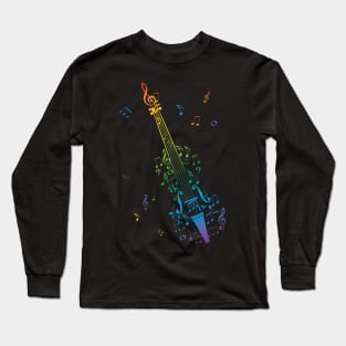 Rainbow music notes in violin Long Sleeve T-Shirt